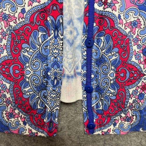 Talbots Sweater Womens 1X Blue Pink Boho Cardi Knit Soft Light Versatile Comfort - 第 8/15 張圖片
