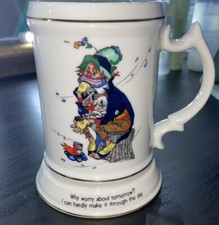 Taza de café Happy Hoboes 1973 vintage con adornos dorados