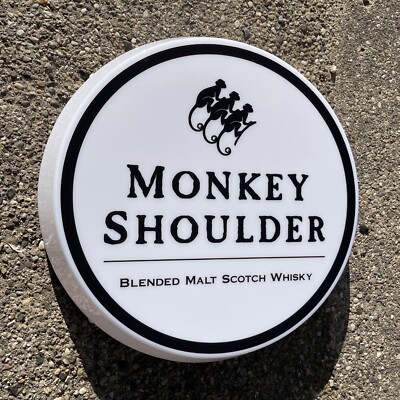 MONKEY SHOULDER WHISKY Light up LED Bar Wandschild Logo Pub Bier Mann Höhle Garage