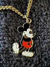 Vintage Walt Disney Productions Mickey Mouse Enamel Charm Necklace Small