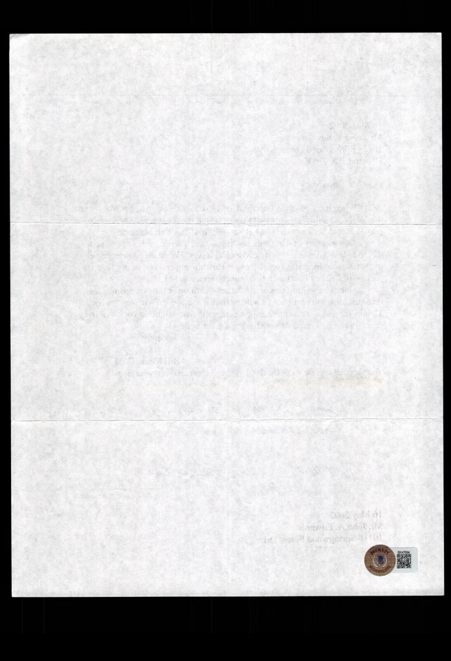 粉丝信函回应 - 约翰尼·爱德华兹,RE:1961 年辛辛那提红人基础认证 — 第 2/2 张图片