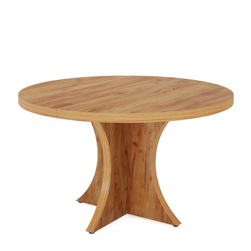 Round Dining Table for 4-6, 120 CM Farmhouse Kitchen Table, Wood Dining Table - Picture 5 of 8