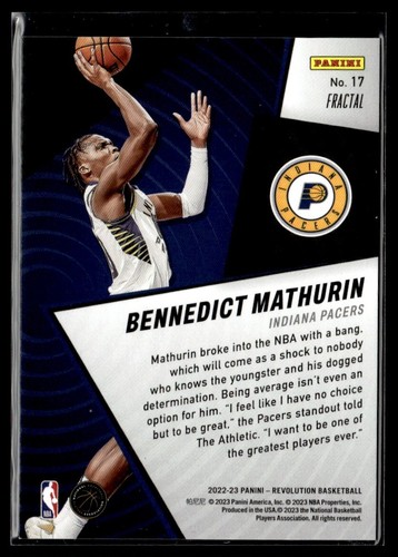 2022-23 Fractal Bennedict Mathurin Indiana Pacers #17 - Picture 2 of 2