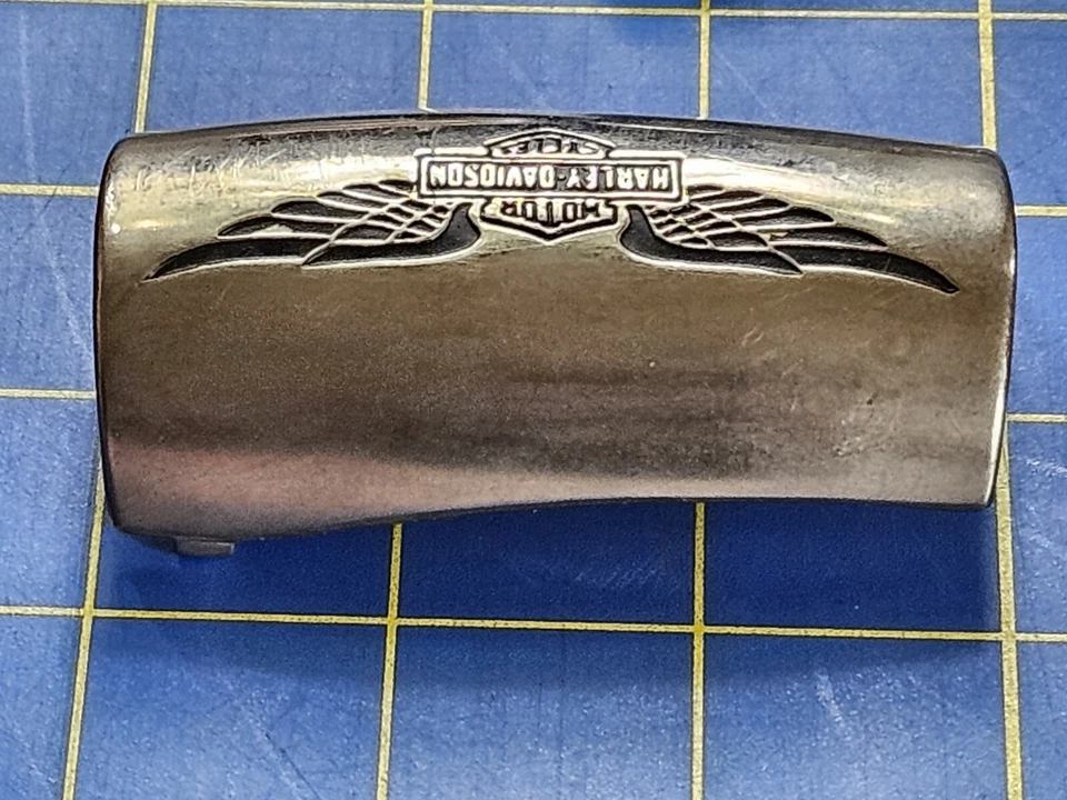 Harley-Davidson 1997 motocicletas cromo tono plata curvado redondeado hebilla de cinturón Foto 3 de 4