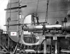 RMS TITANIC, PHOTOGRAPH OF HER STARBOARD PROPELLOR SHAFT BEING FITTED