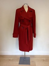 Tommy Hilfiger Red Wool & Cashmere Blend Belted Coat Size L