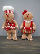 Gingerbread Couple Pair 11 x 6 x 2 inch Boy  Girl Fabric Decor