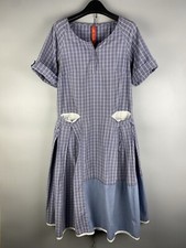 Ewa i Walla Cotton Check Boho Long Short Sleeve Long Maxi Dress Size XS / S