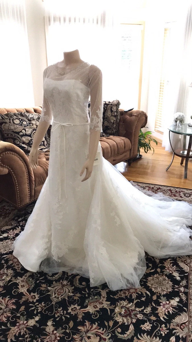 PRONOVIAS Bridal Gown Wedding Dress Size 12 W/Lace Overlay Gown Has Two  Styles