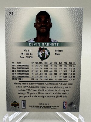 KEVIN GARNETT 2007-08 SP #21 - NM/MT - Celtics | eBay