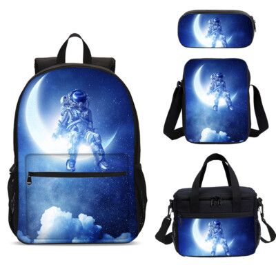 Astronaut Space Moon Kids Large School Backpacks Cooler Lunch Bag Pen Case Lot