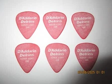 6 Pack of Vintage D'Addario Delrin Guitar Picks, Super Light Gauge #1940