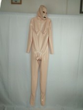 Tuta gatto pelle lattice gomma con denti rossi tubo naso zip guaina nascosta no guanti