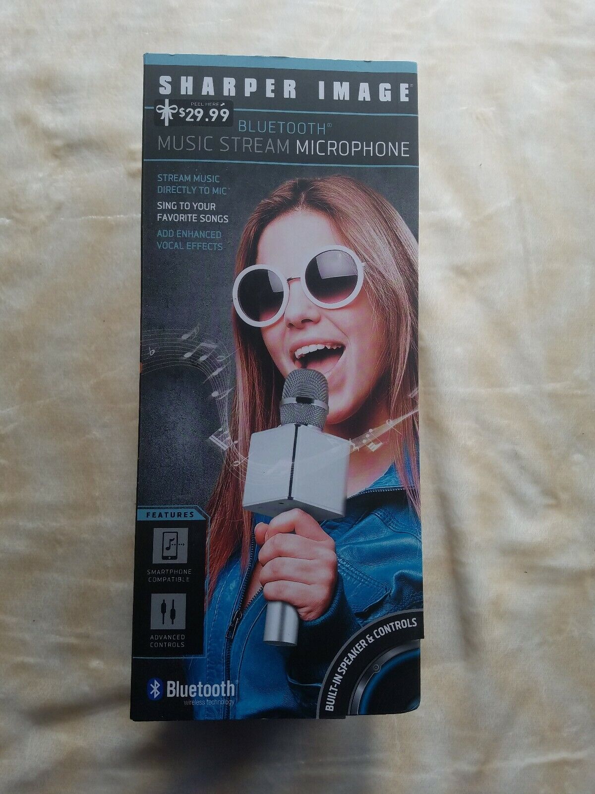 Sharper Image Bluetooth Music Stream Karaoke Microphone Mic Silv