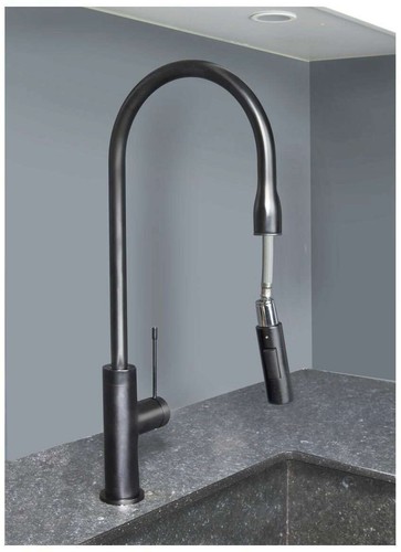 Artusi Gooseneck Pullout Kitchen Mixer Tap Matt Black ASM201B - Picture 4 of 5