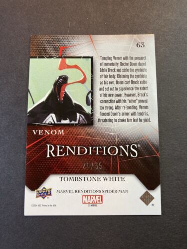 2024 Upper Deck Marvel Renditions Spider-Man VENOM #63 Tombstone White /35 - Picture 2 of 2