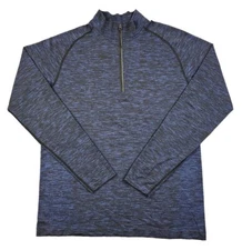 Lululemon Metal Vent Tech Blue Black 1/4 Zip Shirt Run Train Top Mens Size Large