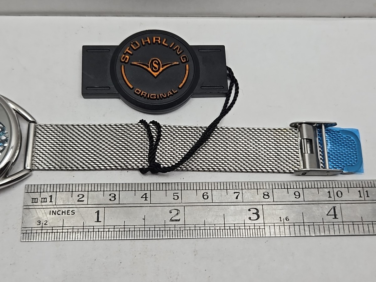 Stuhrling Lily 995M 38mm Flower Watch Silver Mother of Pearl Mesh New Battery Stuhrling 995M 04 Lily Mother of Pearl Crystal Accented  main image 2