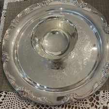WM. Rogers 866 Silver Plated Etched Floral Chip and Dip Tray.            1970 V
