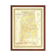Old Map of Alabama 1854 - Vintage Alabama Art