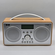 Logik L55DAB15 Portable DAB+/FM Clock Radio - Silver/Wood