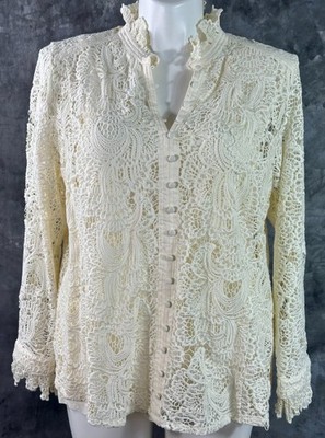 Soft Surroundings Ivory 2 PC Tank & Lace Jacket Top sz 1X (16453)