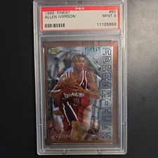 1996-97 Topps Finest - Allen Iverson #69 Rookie (RC) - PSA 9 Mint