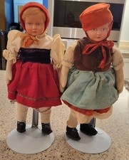 Antique German Celluloid And Stuffed 12" Boy And Girl Dolls