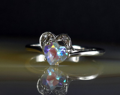 Ring Silber 925 Quarz Aurora Borealis 20,0 mm Herz - romantisch & zauberhaft