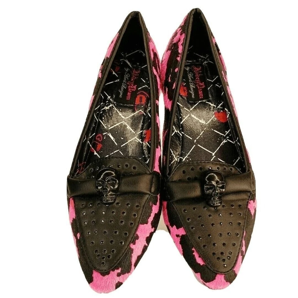 Abbey Dawn by Avril Lavigne Skull Shoes 6 Flats Pink Black Halloween Gothic  - Image 2 of 4