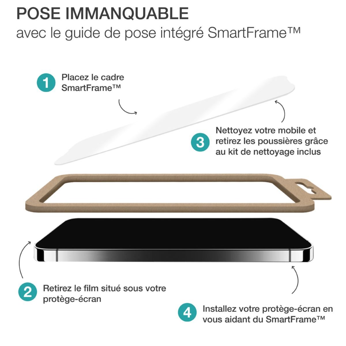 Verre trempé iPhone 14 Pro Max avec applicateur SmartFrame - 4