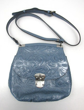 Patricia Nash Veneto Crossbody Safflower Blue Tooled Embossed Leather