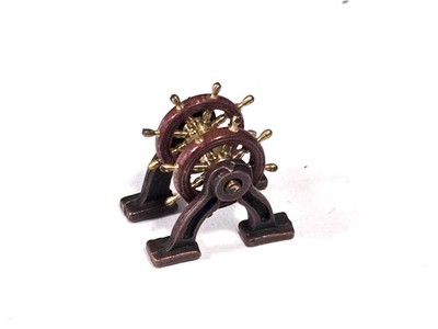 Ship Model Fittings Parts  15mm Brass Double Ship's wheel Painted rim w/ stand