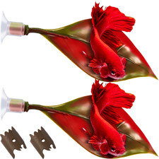 2 Pcs Red Silicone Betta Fish Bed Leaf Hammock Betta Fish Tank Accessories Decor