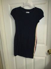 Epic Threads Bodycon Shirt Dress Size XS Navy Blue Stripe Sides Short Sleeve