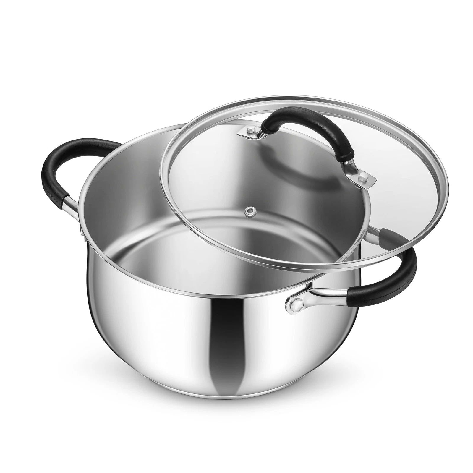 Stainless Steel Stock Pot, 5 Qt Cooking Soup Pot with Visible Lid for Pasta, ...