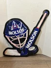MOLSON BEER sign HOCKEY GOALIE 27x32 Tin Tacker Rare Vintage NHL bar metal vtg