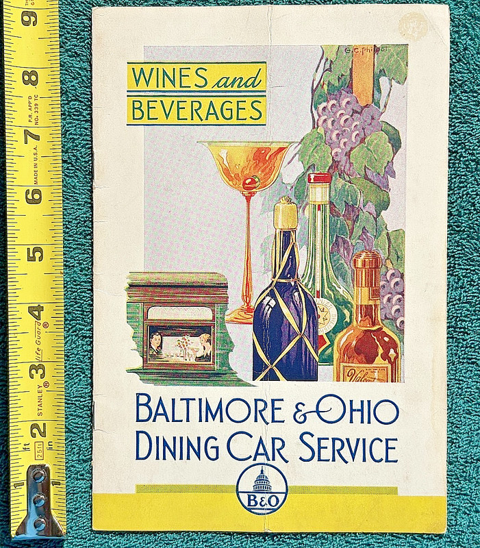 1920's Baltimore & Ohio Railroad Menu B&O Dining Car Railway Train Lounge Buffet