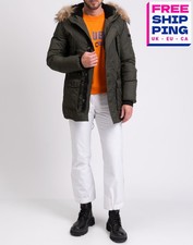 RRP€325 GAS Lions Parka Giacca IT48 US38 M Logo Imbottito Pelliccia di Procione Bordo con Cappuccio