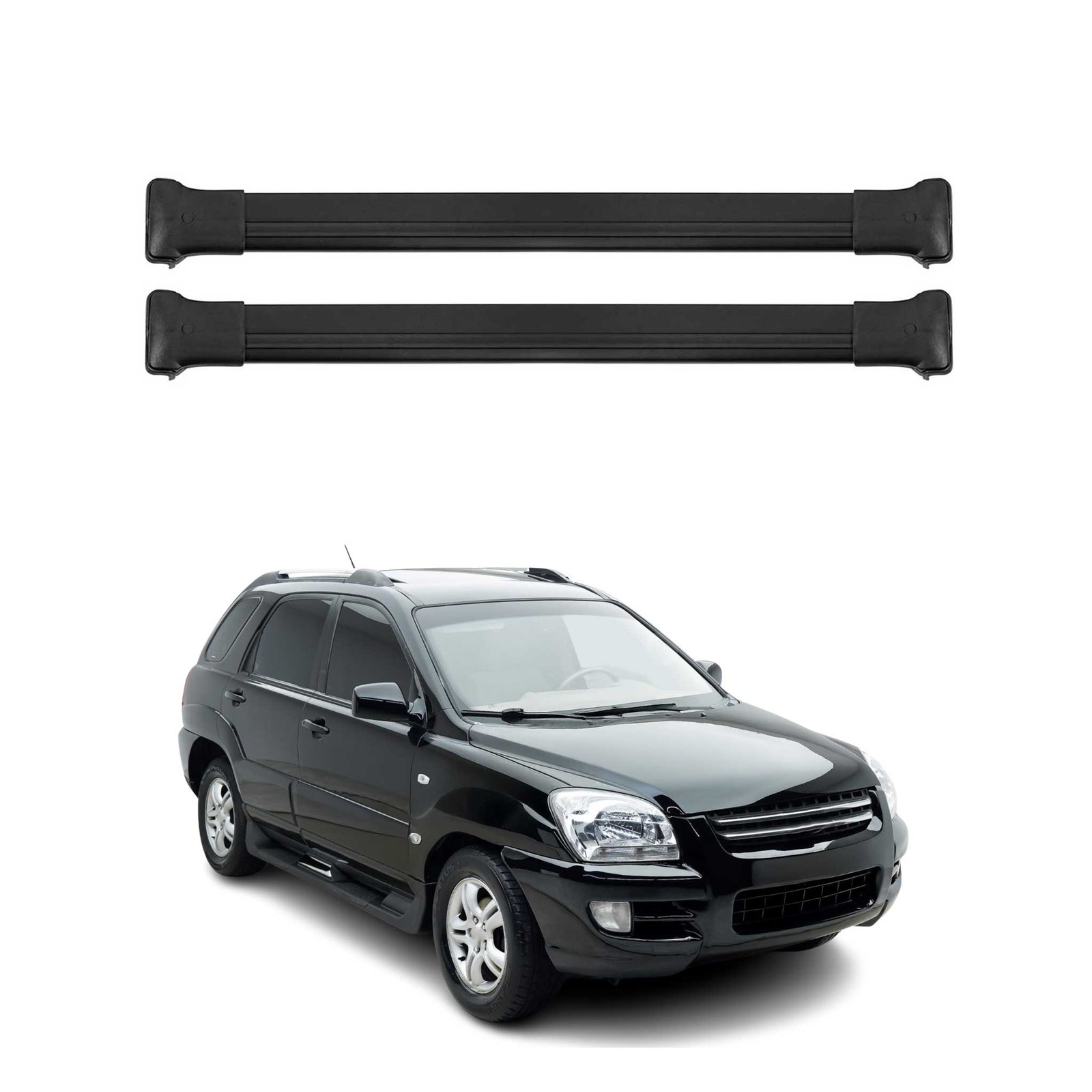 Barres de toit de voyage pour Kia Sportage 2005-2010 en aluminium noir