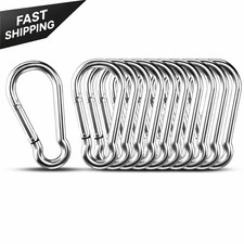 Small Stainless Steel Carabiner Clips 1.57in Heavy Duty Spring Snap 10 Pack
