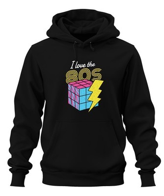 I love the 80s 80er Retro Neon Achtziger Zauberwürfel Blitz Pop Unisex Hoodie Ka