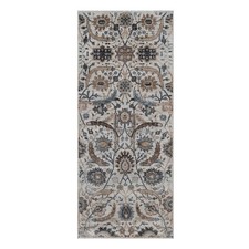 2'6"x6'1" Lace White Sickle Leaf Design Hand Knotted Textured Wool Rug R92062