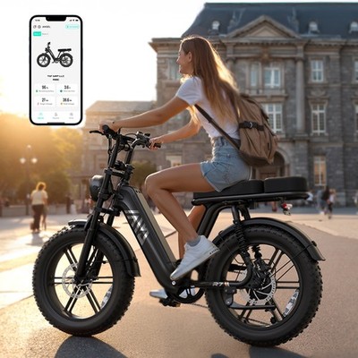 TST 20'' Electric Bike 1500W Peak 32MPH  6 Miles E-Bike with Rear Seat, Footrest