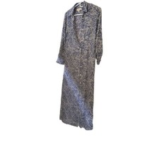 Michael Kors coral mosaic Georgette shirt maxi dress XS women roll tab sleeves