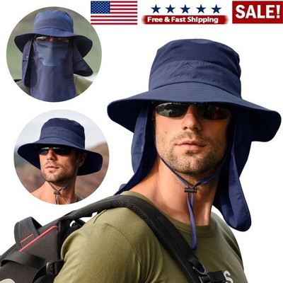 Wide Brim Sun Hat UV Protection Bucket Cap For Hiking Camping Fishing Safari Men
