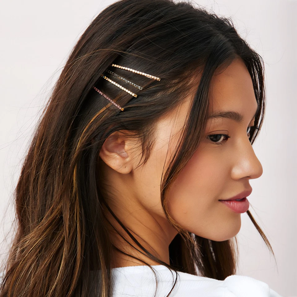 Alfileres Scunci para todo el cabello todo el día dorados y estrás, 8 piezas Foto 4 de 4