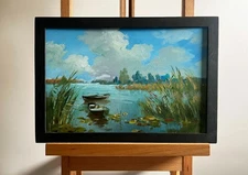 Oil Painting Summer Cloudy Weather Y. Suprunchuk Original Landscape Art nAAA4181