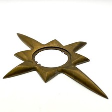 Vintage Atomic Starburst Mid Century Brass Doorknob Backplate Escutcheon