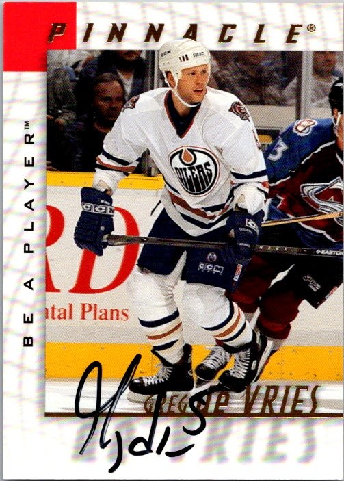 Greg DeVries 1997-98 Pinnacle Be a Player #78 Edmonton Oilers Auto Hand Signed